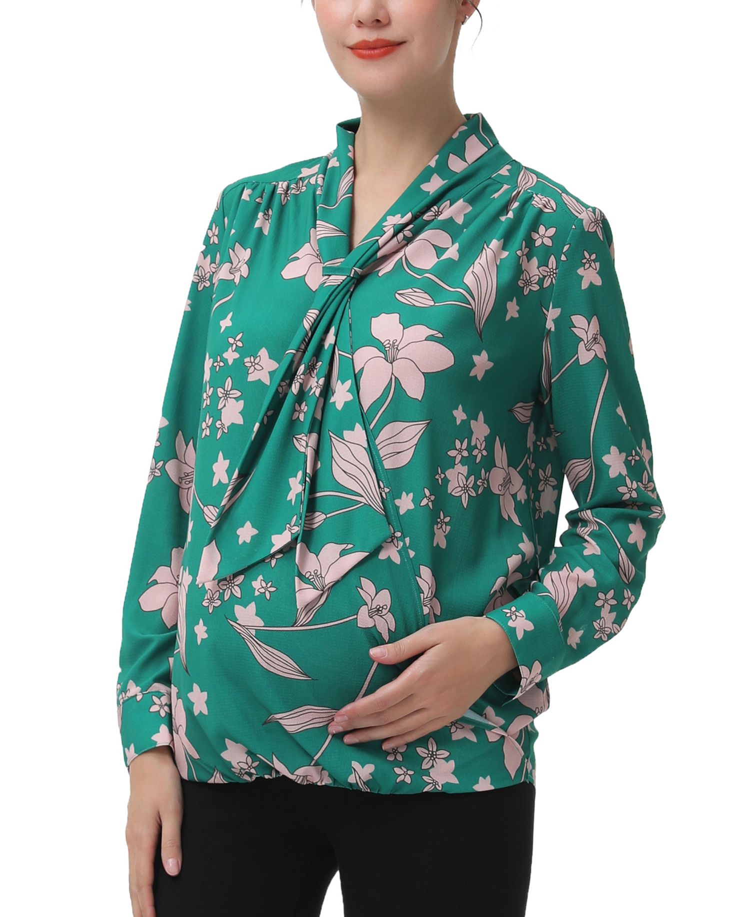 Maternity Tie Neck Nursing Blouse