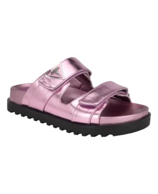 GUESS Women's Fabula Lug-Sole Logo Footbed Sandals - Macy's