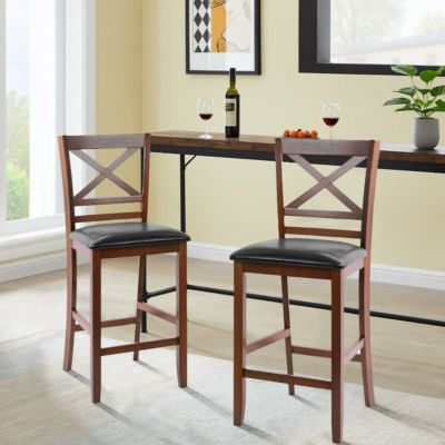 Set of 2 Bar Stools 25 Inch Counter Height Chairs