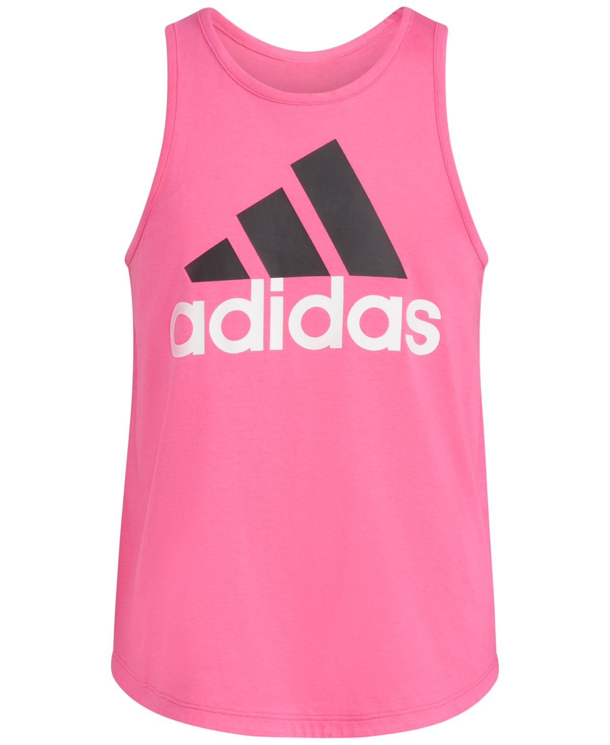 adidas Big Girls Sleeveless Curved-Hem Cotton Logo TankTop