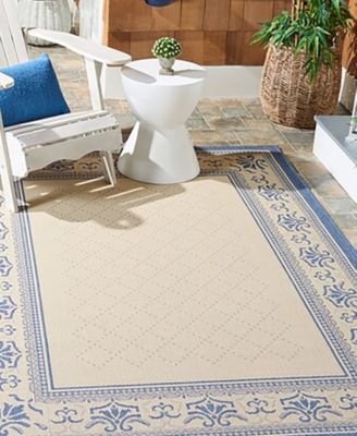 Courtyard CY0901 Natural and Blue 5'3" x 7'7" Outdoor Area Rug