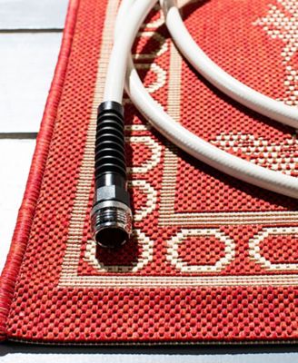 Courtyard CY3305 Red and Natural 8' x 11' Sisal Weave Outdoor Area Rug