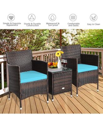 3 Pieces Ergonomic Wicker Patio Conversation Set