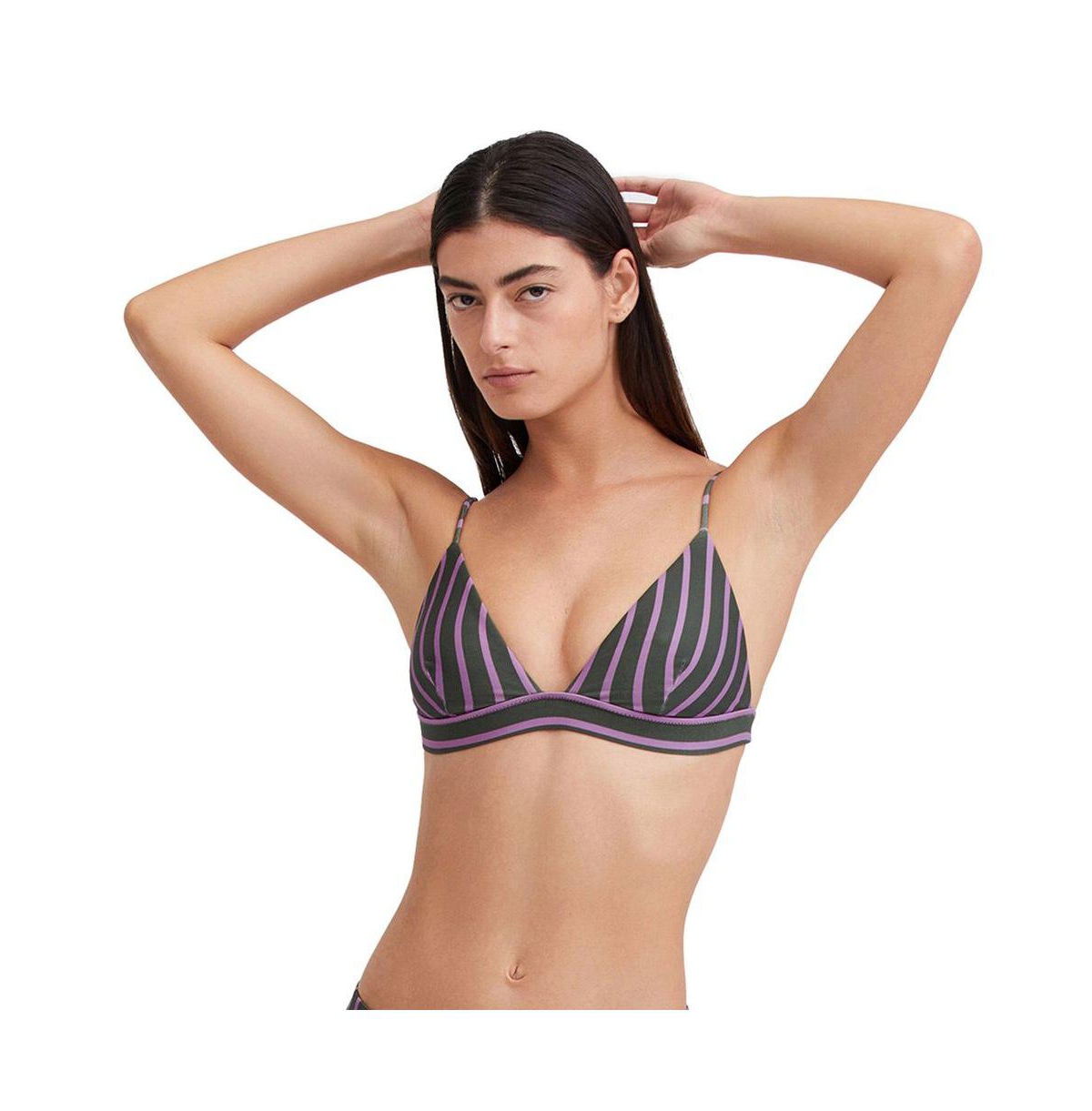 Women's Textured Triangle bikini bra swim top - Dusk mauve