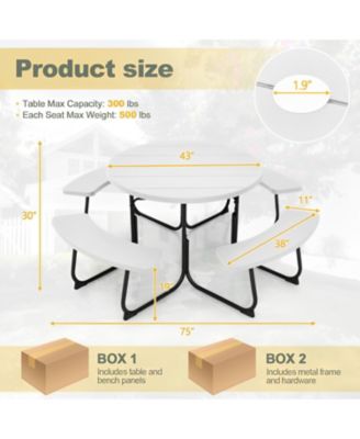 8-Person Outdoor Picnic Table and Bench Set with Umbrella Hole