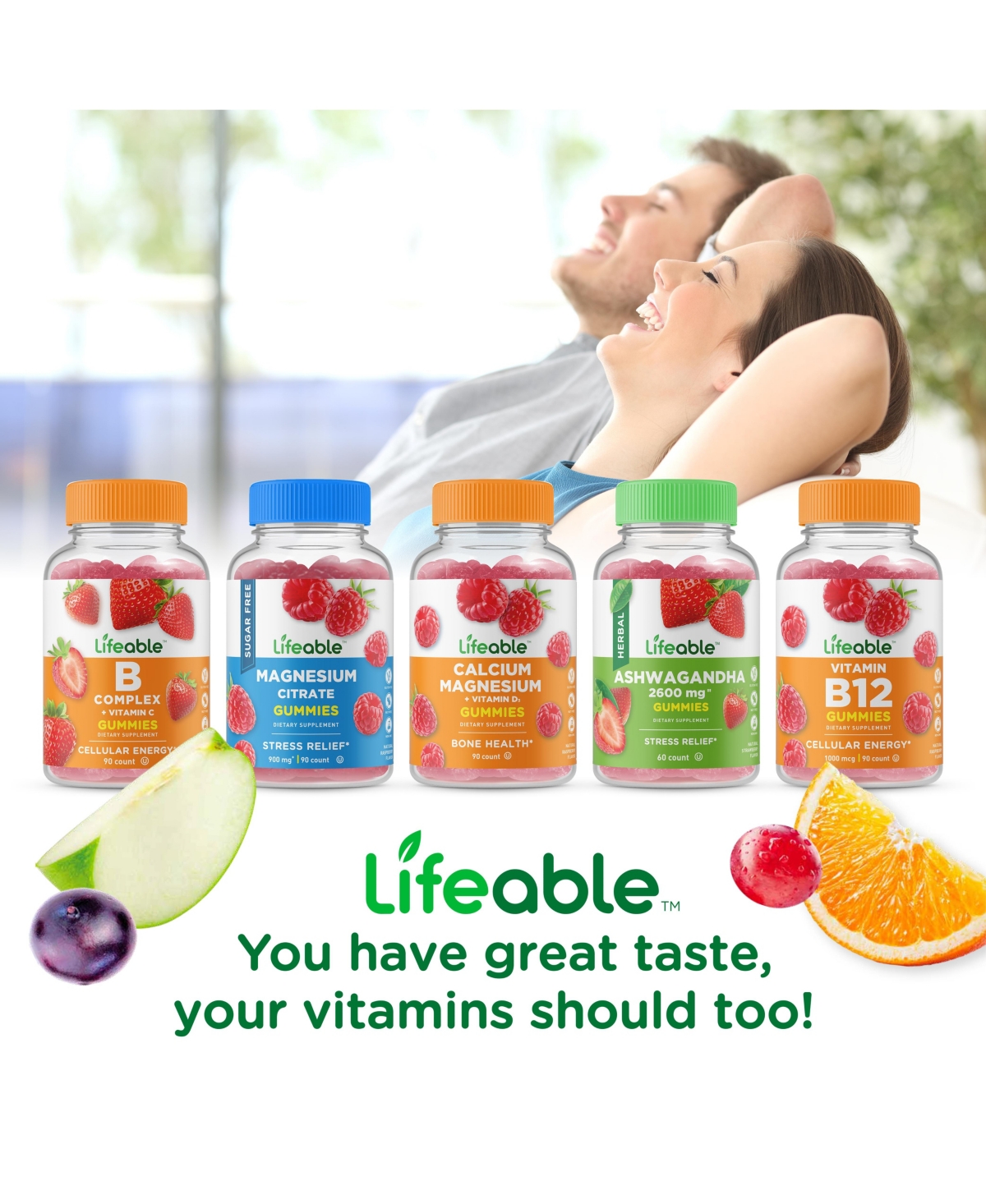 Lifeable Extra Strength Magnesium Citrate Gummies - Muscle Relaxation - Great Tasting Natural Flavor, Dietary Supplement Vitamins - Gummies - Open