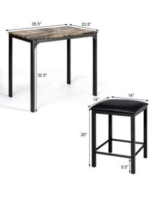 3 Pieces Dining Table Set with Faux Marble Tabletop and 2 Chairs