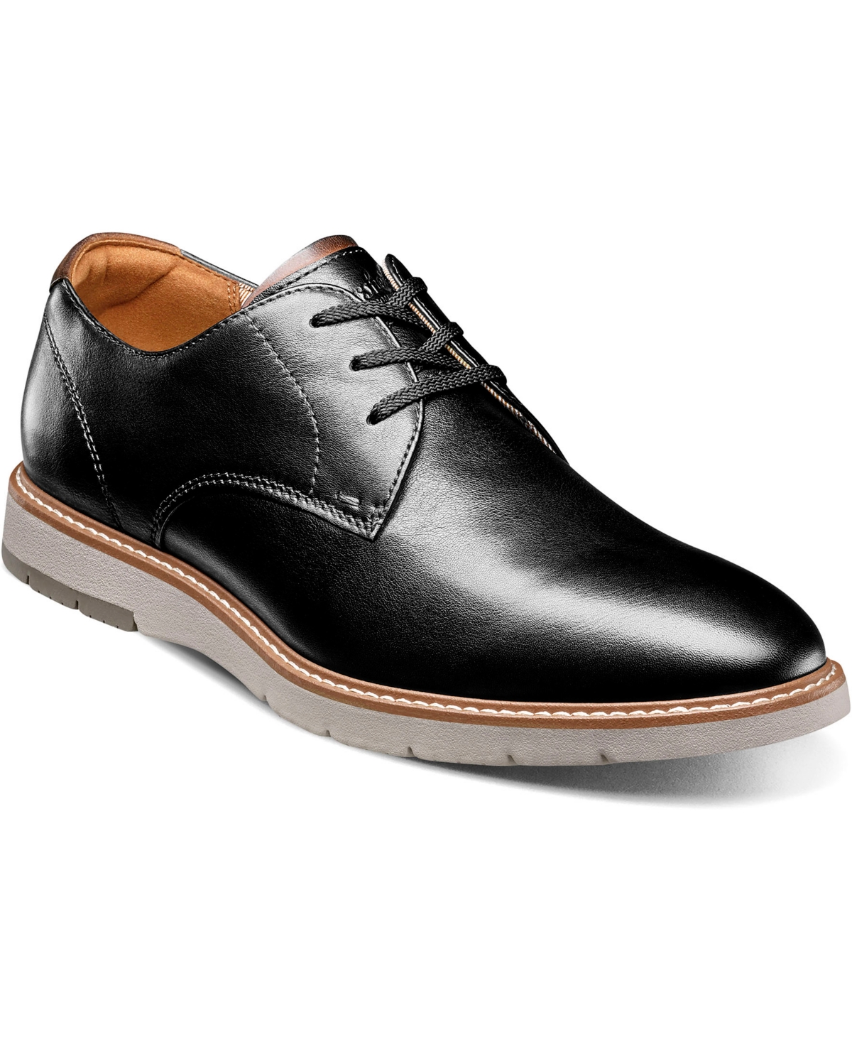 Men's Vibe Plain Toe Oxford Lace Up Dress Shoe - Cognac Multi