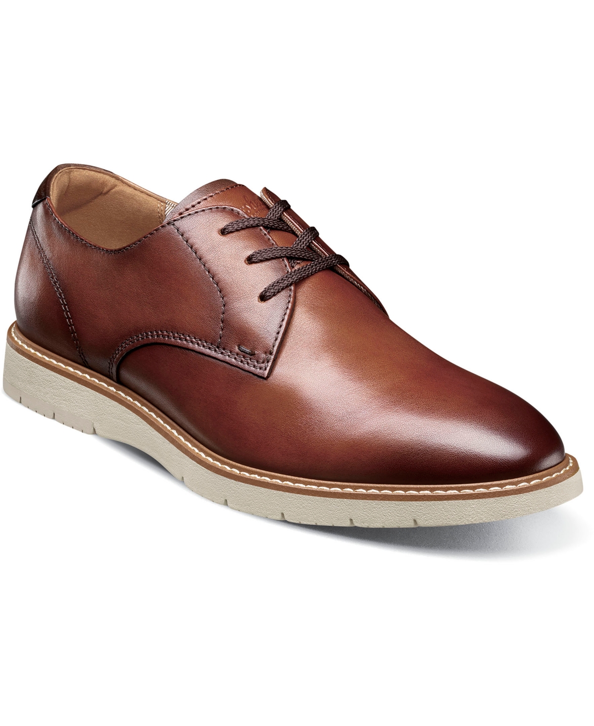 Men's Vibe Plain Toe Oxford Lace Up Dress Shoe - Cognac Multi