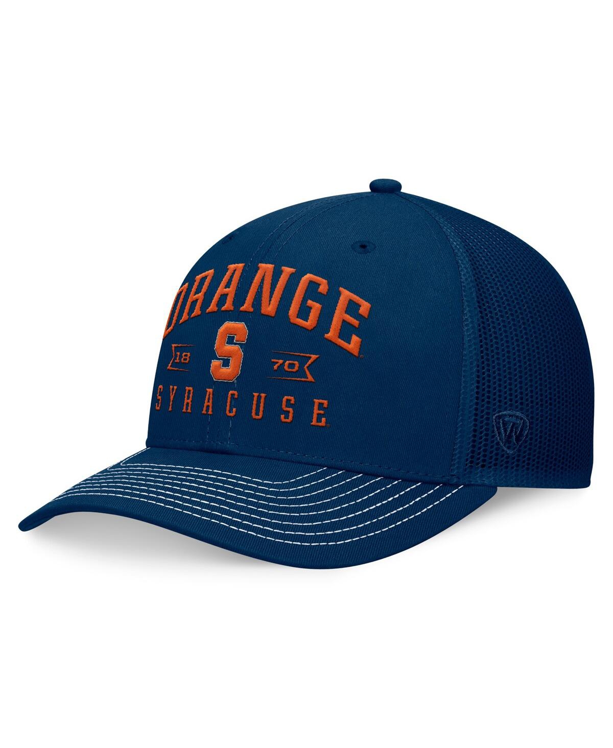 Shop Top Of The World Men's Navy Syracuse Orange Carson Trucker Adjustable Hat In Trd Nvy