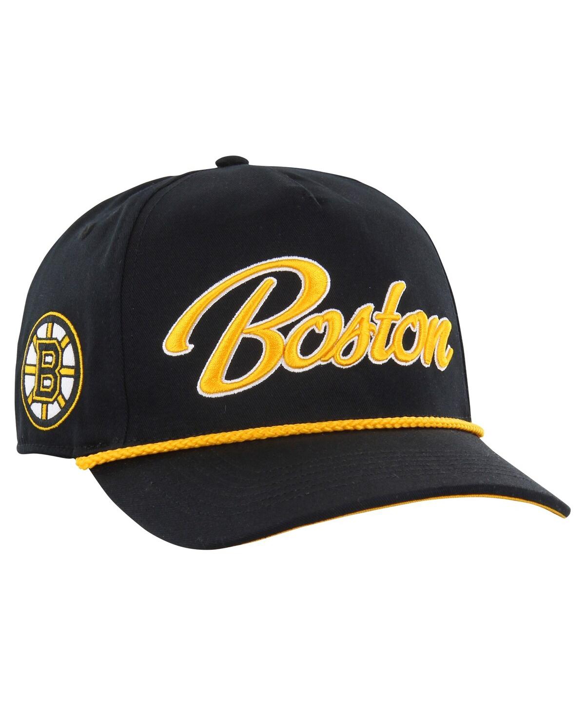 47 Men's Black Boston Bruins Overhand Logo Side Patch Hitch Adjustable Hat - Black