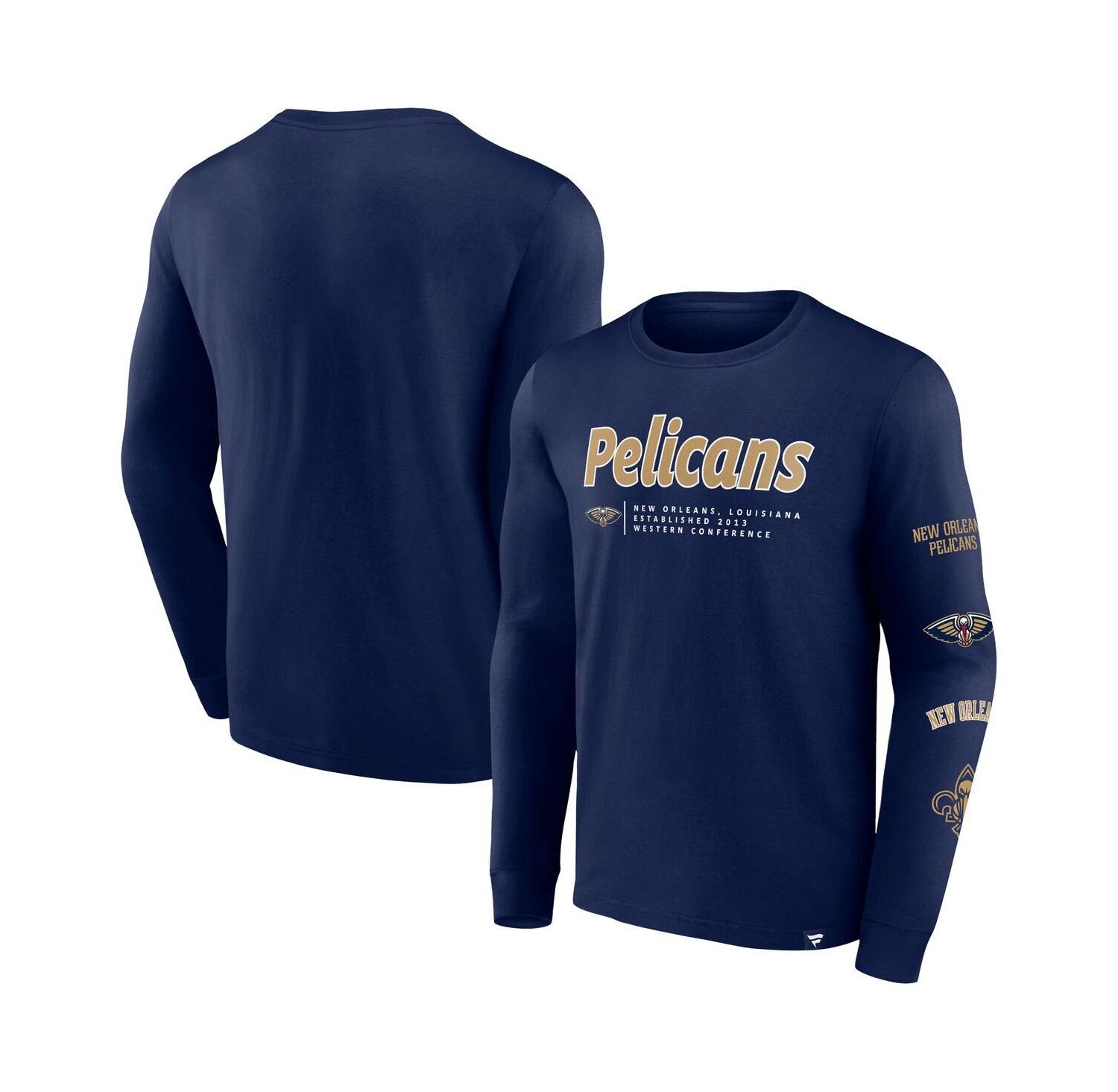 Branded Men's Navy New Orleans Pelicans Baseline Long Sleeve T-Shirt