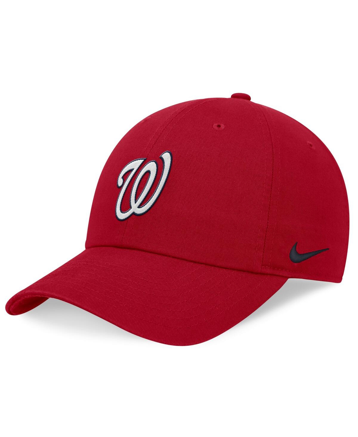 Shop Nike Men's Red Washington Nationals Evergreen Club Adjustable Hat In Gym Red