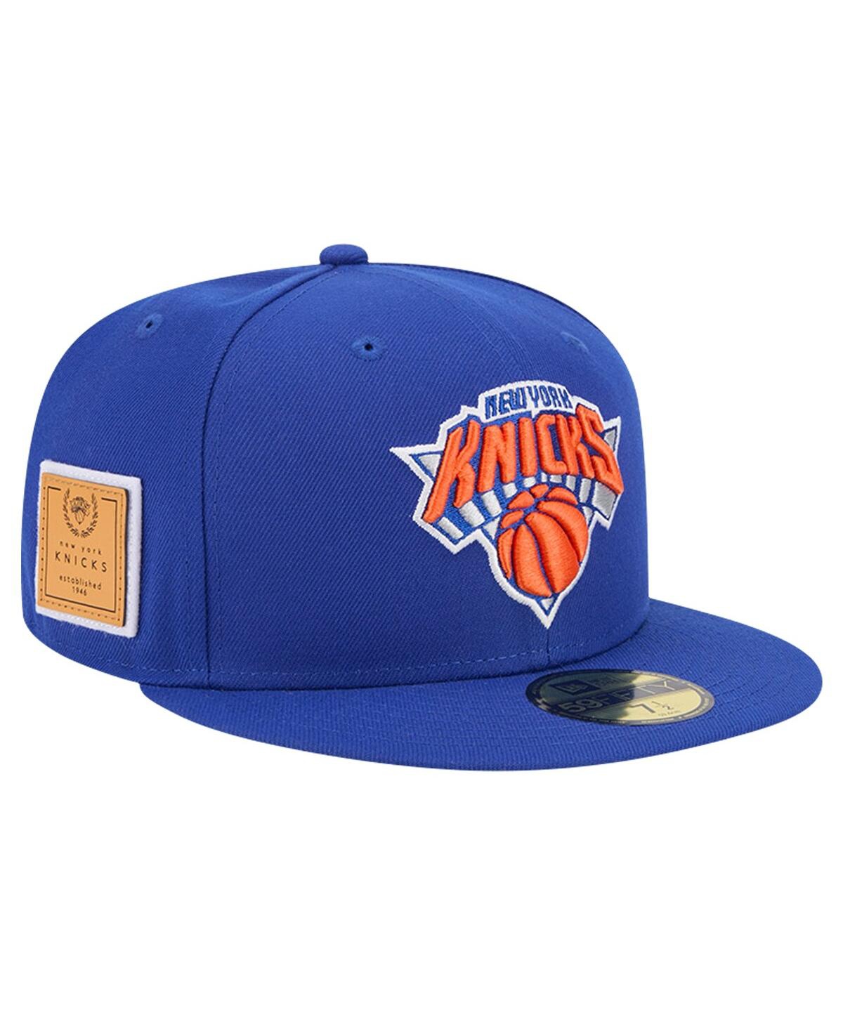 Men's Blue New York Knicks Court Sport Leather Applique 59fifty Fitted Hat - Blue
