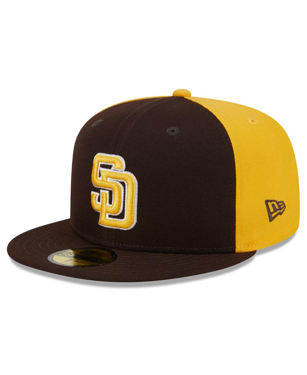 Shop New Era Men's Brown/gold San Diego Padres Gameday Sideswipe 59fifty Fitted Hat In Brown Gold