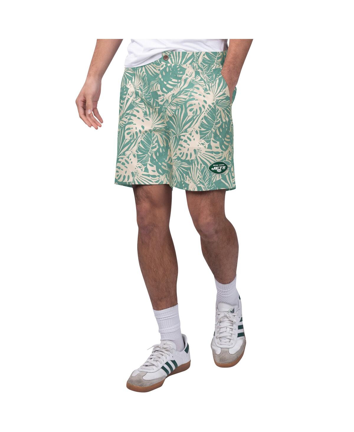 Men's Green New York Jets Sandwashed Monstera Print Amphib Shorts - Forest