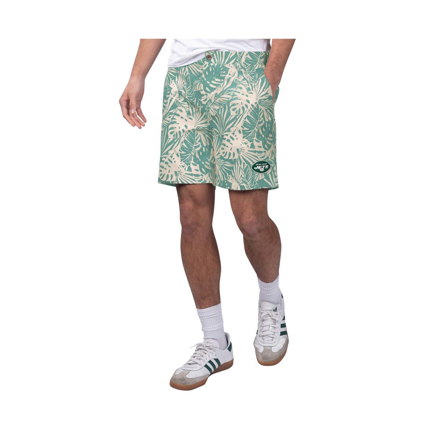 Men's Green New York Jets Sandwashed Monstera Print Amphib Shorts