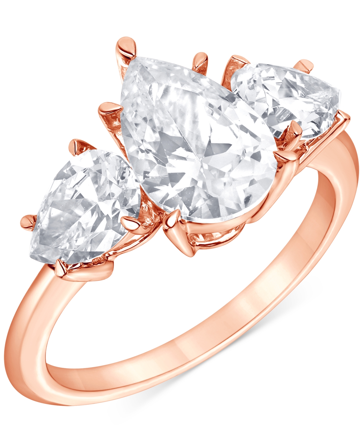 Shop Badgley Mischka Certified  Lab Grown Diamond Pear-cut Three Stone Engagement Ring (4 Ct. T.w.) In 14k In Rose Gold