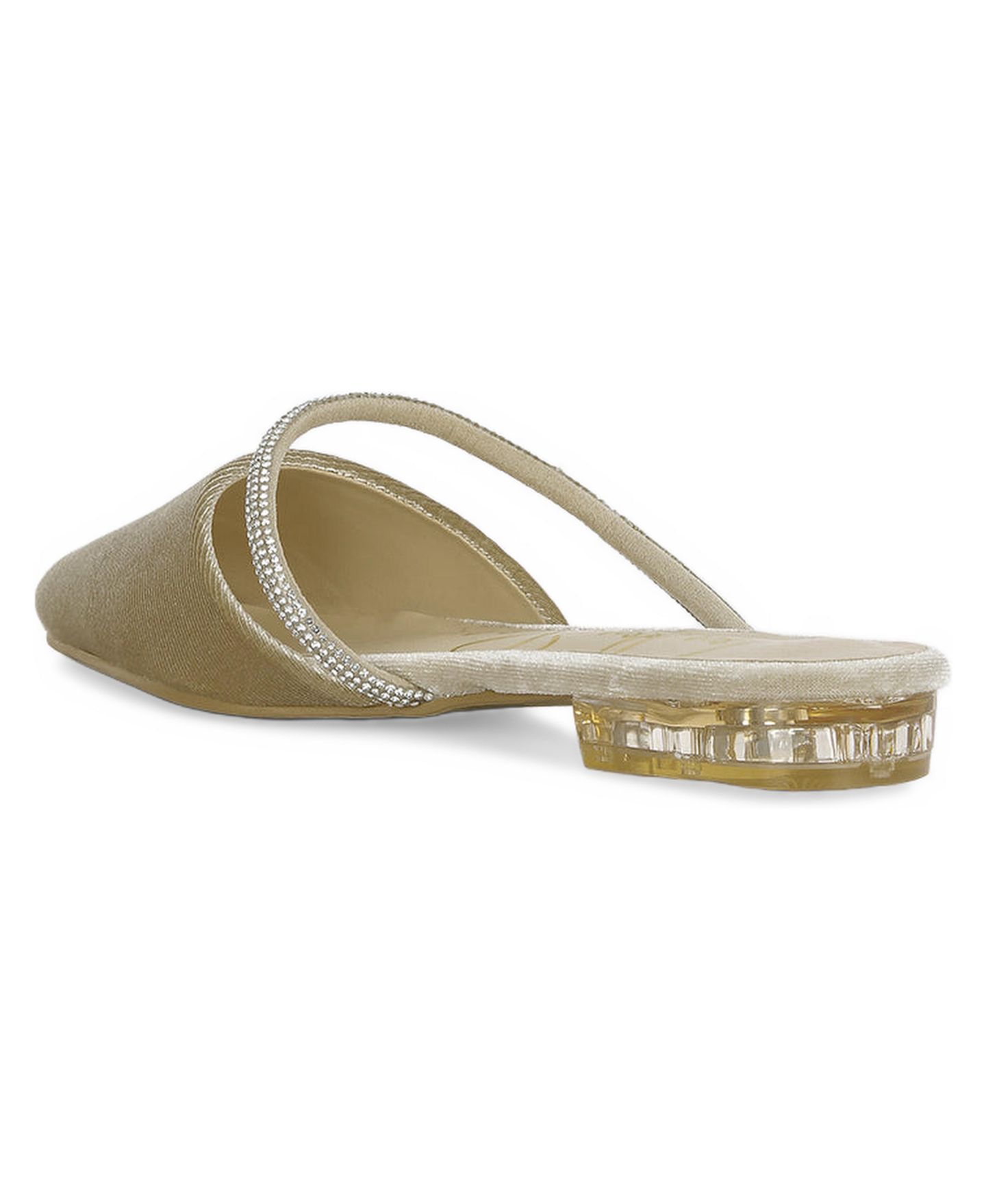 Женские сабо London Rag Turnon Velvet Diamante Detail Flat Mules, цвет: Бежевый / Хаки — фото 2