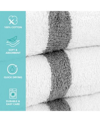 Power Gym Hand Towels (12 Pack),  16x27, White with Colored Stripe, 100% Ring-Spun Cotton