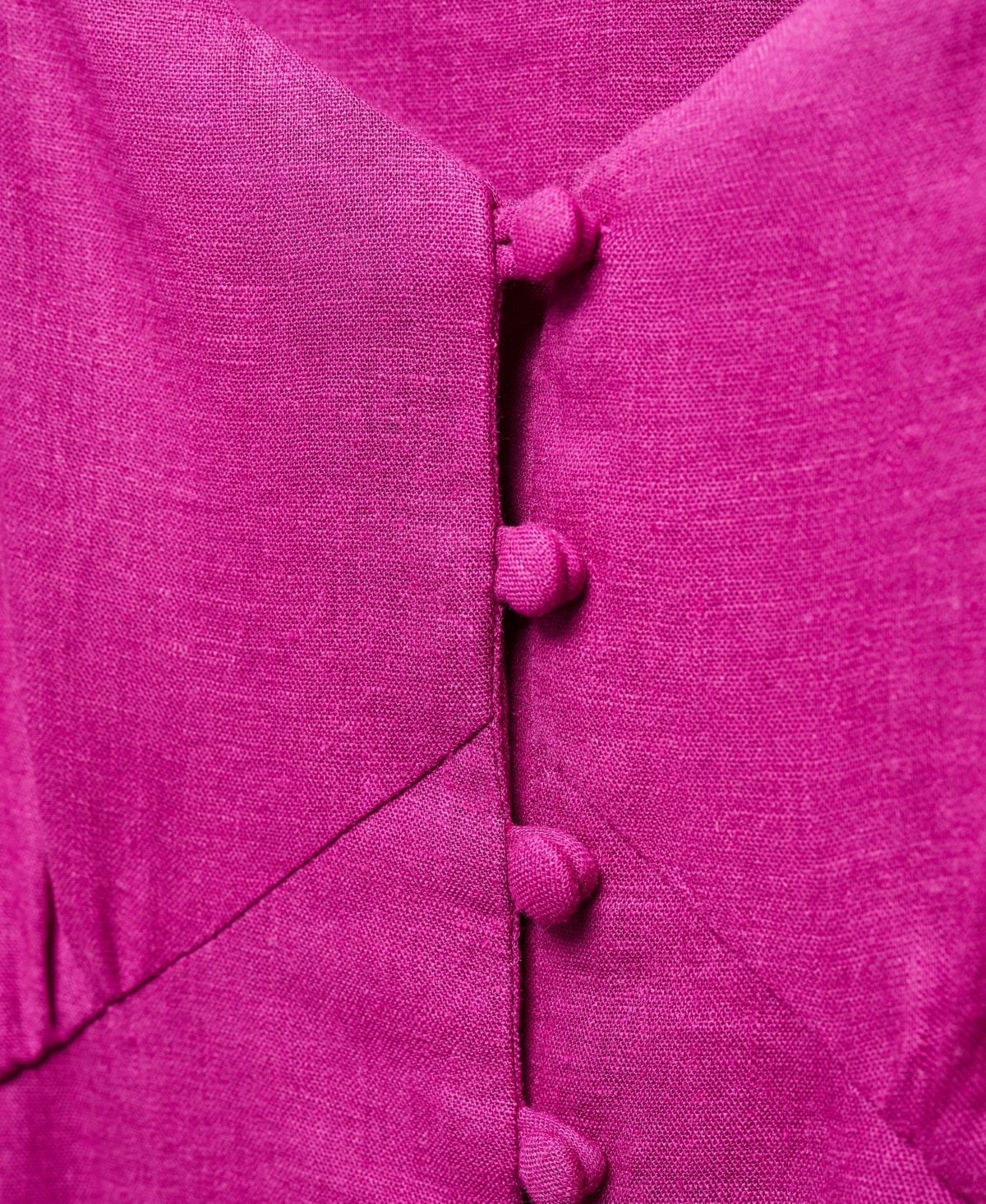 Shop Mango Women's Buttoned Linen-blend Dress In Medium Purple