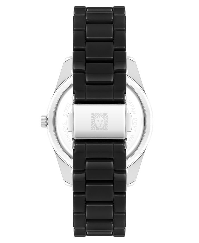 Anne Klein Women's Quartz Black Ceramic Link Bracelet Watch, 42mm - Macy's