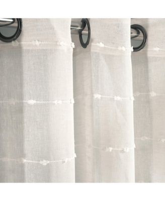 Farmhouse Textured Grommet Sheer Window Curtain Panels