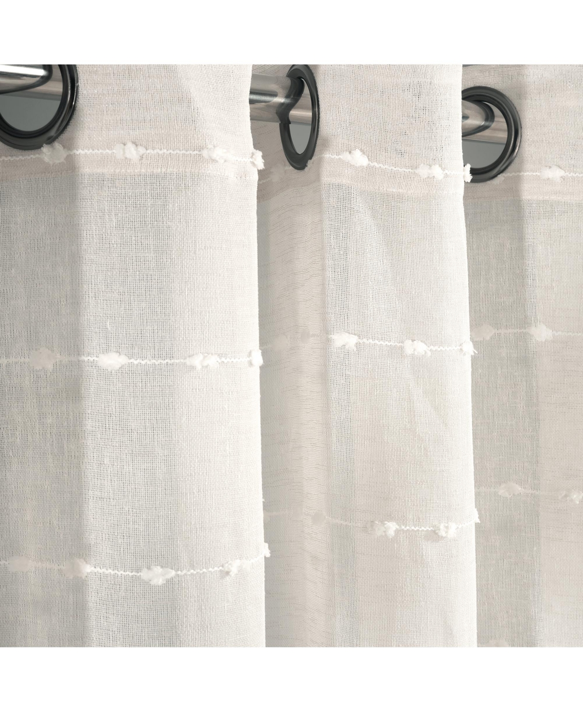 Lush Decor Farmhouse Textured Grommet Sheer Window Curtain Panels