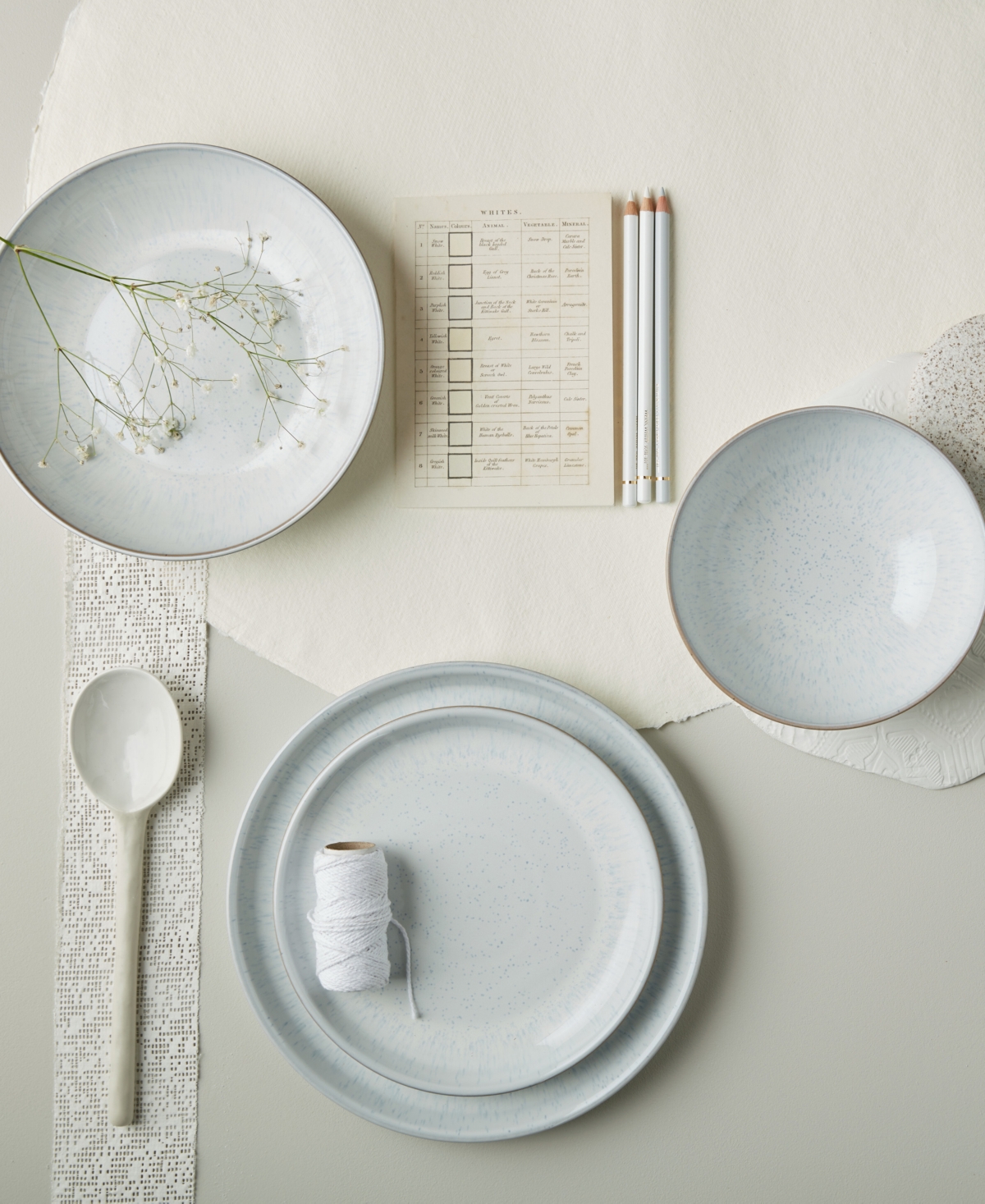 DenbySpeckle Stoneware Coupe Plates, Set of 4 - White