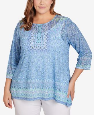 Ruby Rd. Plus Size Burnout Geometric Knit Top - Macy's