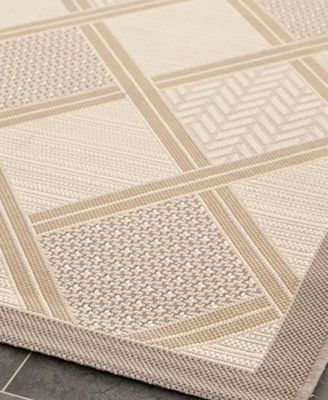 Courtyard CY7570 Beige and Dark Beige 5'3" x 7'7" Outdoor Area Rug