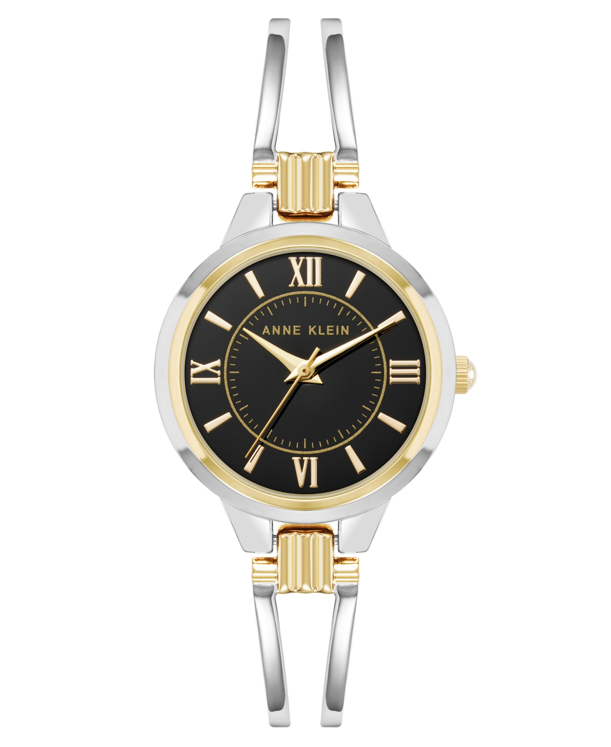 Anne Klein Women's Quartz Two-tone Alloy Open Bangle Watch, 29mm In Two-tone