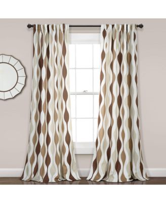 Mid Century Geo Light Filtering Window Curtain Panels