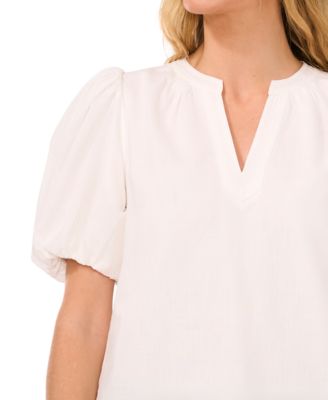 Women's Short-Puffed-Sleeve Blouse