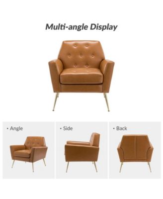 Modern Faux Leather Accent Chair for Living Room Bedroom