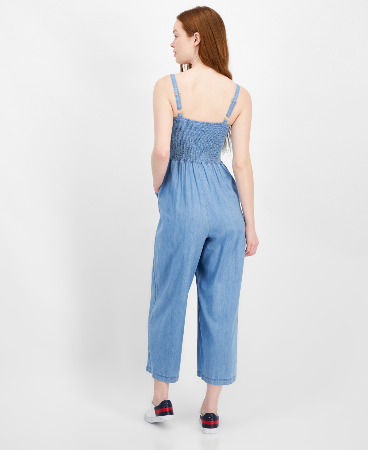 Tommy Hilfiger Women's Smocked Chambray Jumpsuit