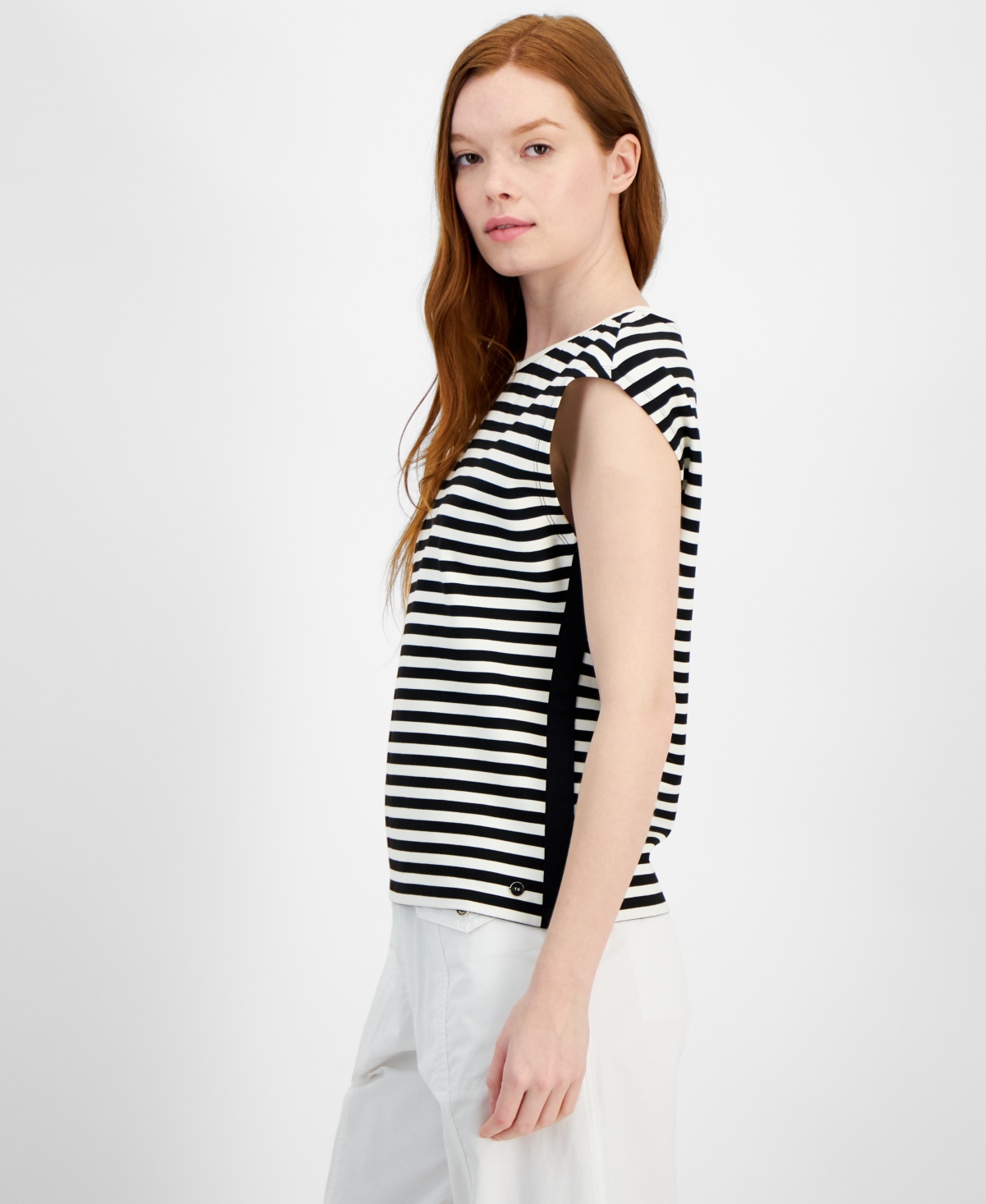 Tommy Hilfiger Women's Striped Dolman-Sleeve Crewneck Top -ivy