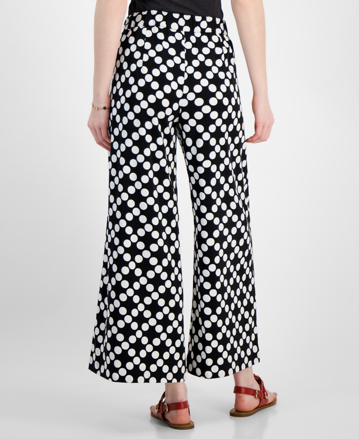 Tommy Hilfiger Women's Printed High-Rise Wide-Leg Pants -ivy