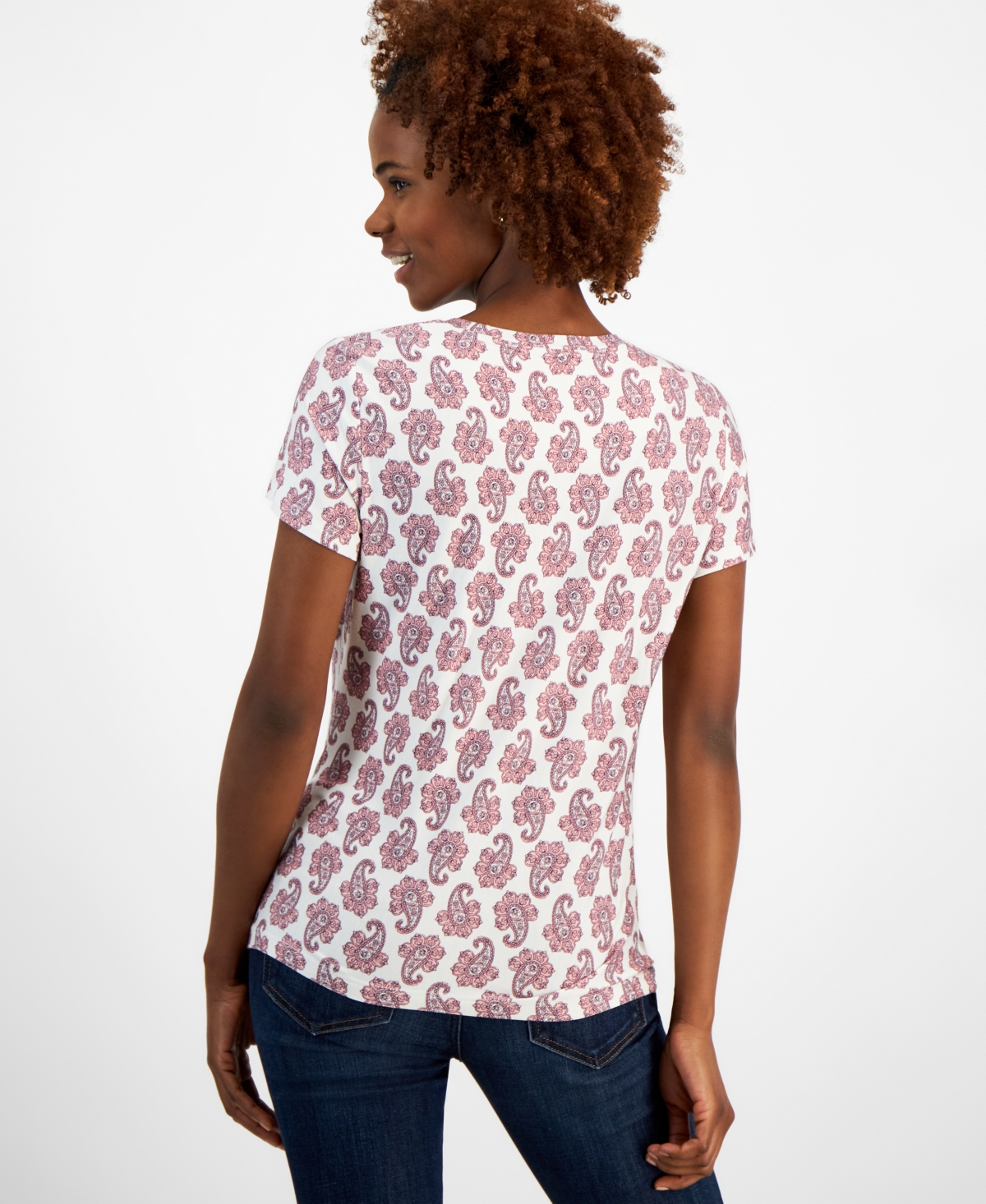 Nautica Jeans Women's Paisley Twist-Accent Crewneck T-Shirt