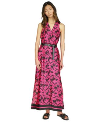 Michael Kors - Women's Belted Floral-Print Midi Dress