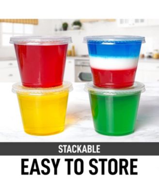 100 Pack Clear Jello Shot Cups with Lids - Disposable Condiment Cups
