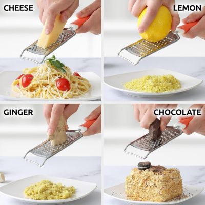 Cheese Grater Stainless Steel - Durable Rust-Proof Metal Lemon Zester Grater With Handle