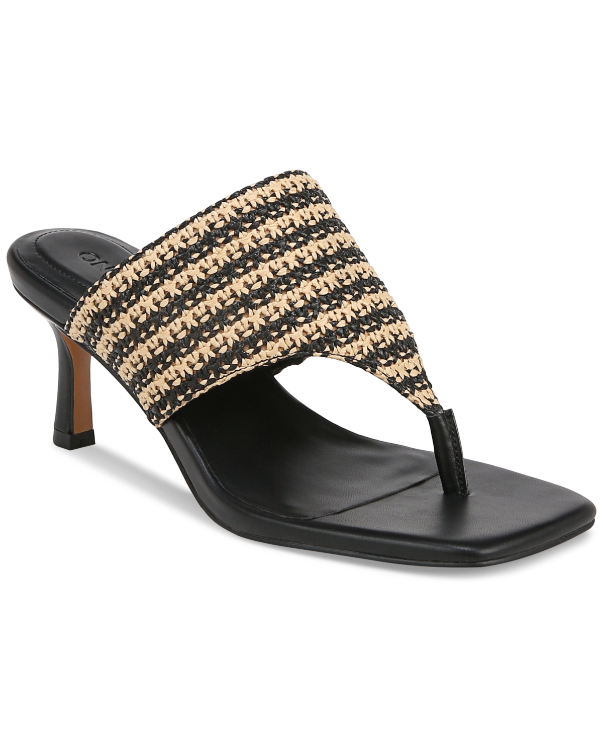Shop On 34th Women's Zaddie Thong Dress Sandals, Created For Macy's In Black,natural Raffia