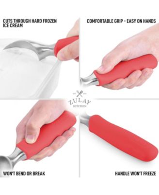Heavy Duty Ice Cream Scoop - Stainless Steel Ice Cream Scooper With Non-Slip Rubber Grip
