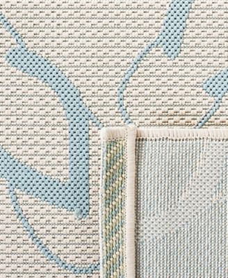 Courtyard CY7420 Beige and Aqua 5'3" x 7'7" Sisal Weave Outdoor Area Rug