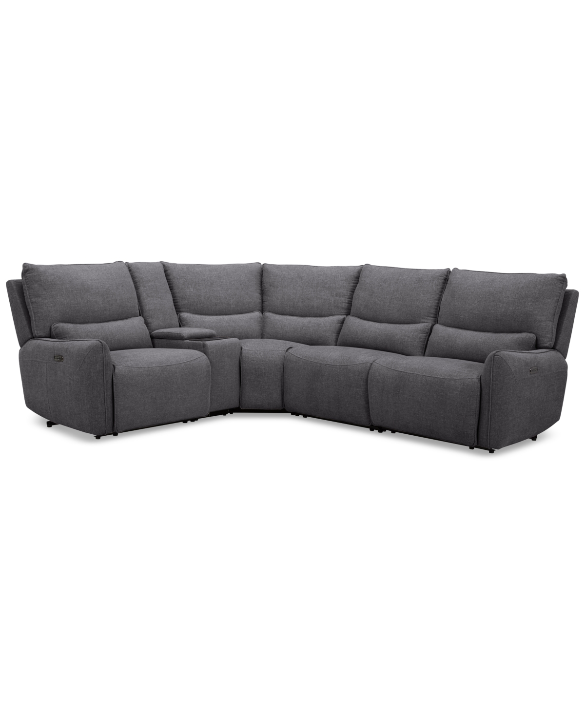 Shop Macy's Olper 5-pc. Fabric Zero Wall Sectional Sofa With Three Power Motion Pieces & Console, Created For Ma In Slate
