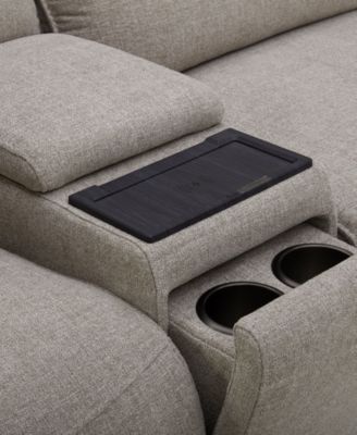 Olper 5-Pc. Fabric Zero Wall Sectional Sofa with Three Power Motion Pieces & Console, Created for Macy's