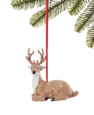 Holiday Lane - Paper Flocked Deer Ornament