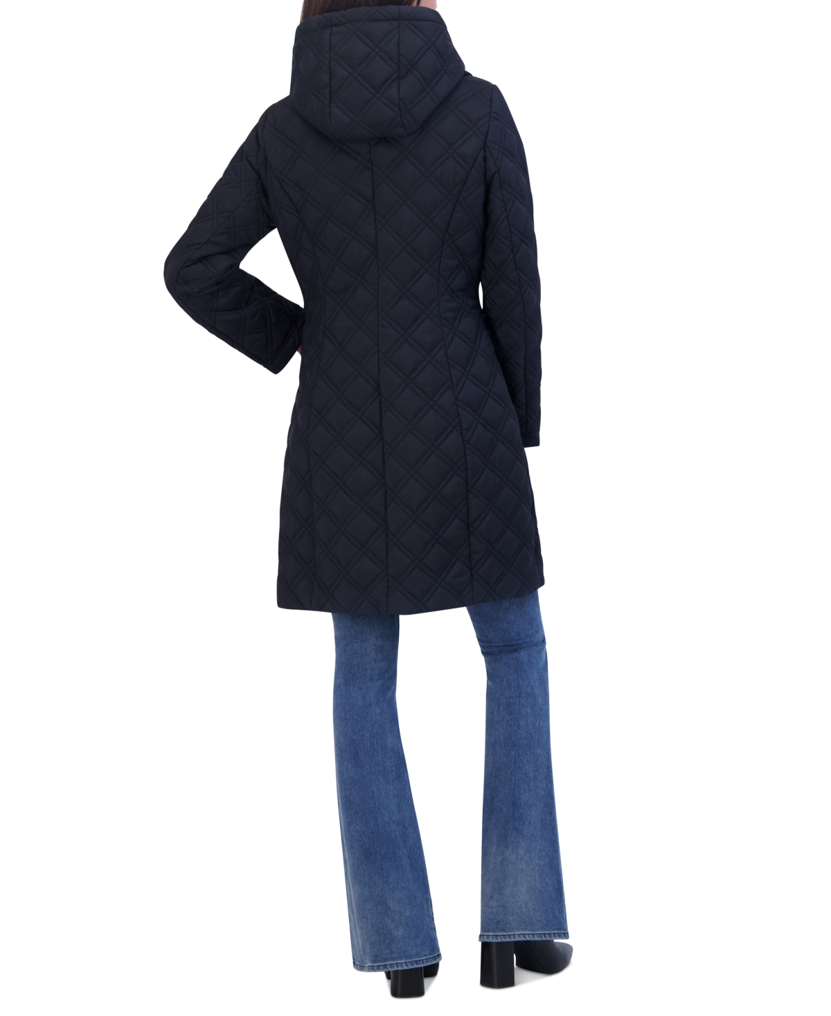 Tahari Women's Bibbed Hooded Quilted Coat