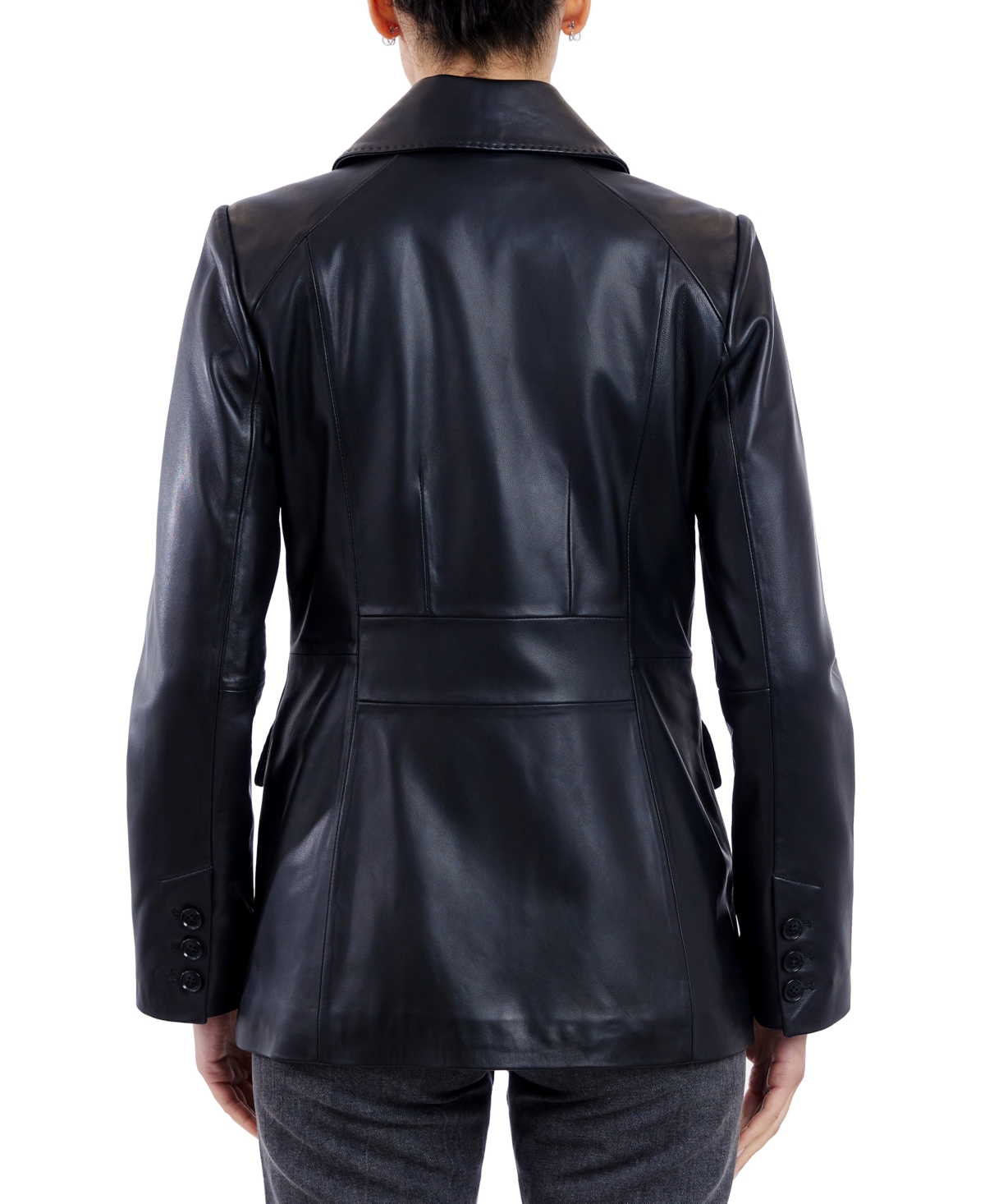 Anne Klein Women's Leather Button-Front Blazer Coat